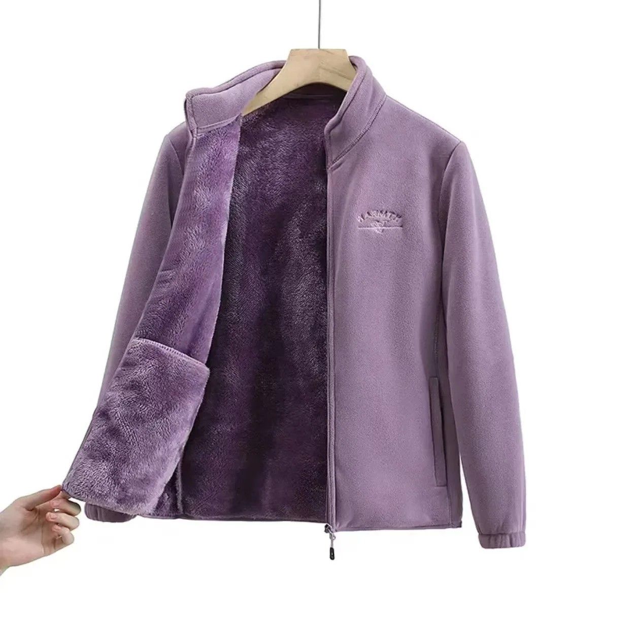 Winter Luxe Polar Fleece Letter Print Coat  Womens Loose Fit WoolLiner Jacket 7