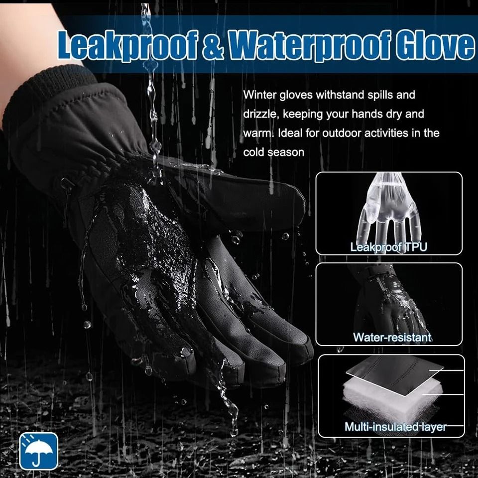Waterproof Winter Cycling Gloves Thermal Touchscreen Outdoor Sports Gloves 2
