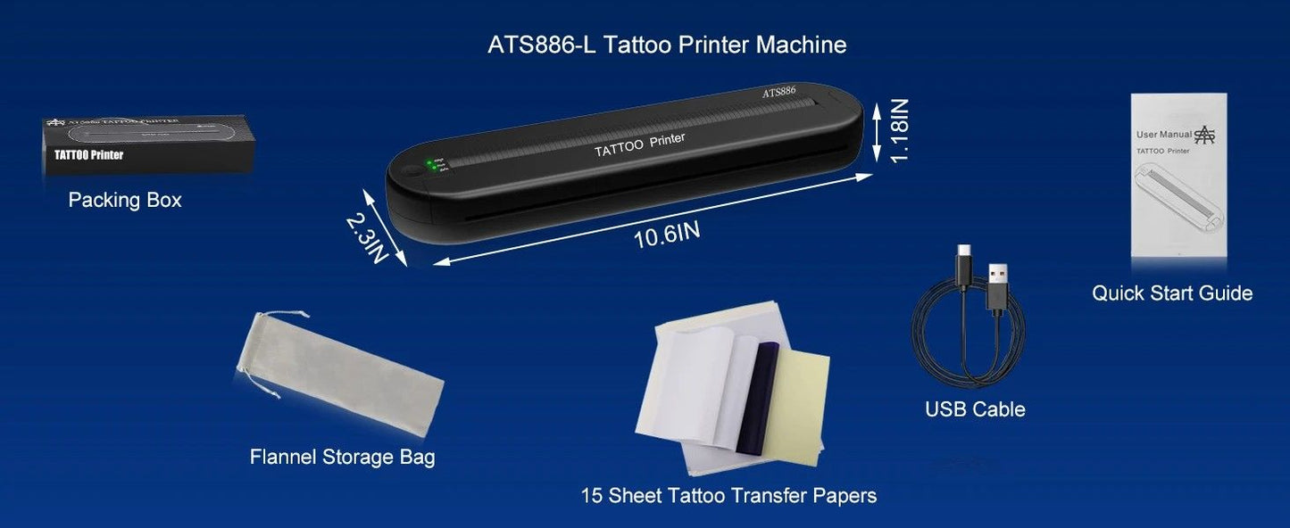 Wireless Tattoo Template Printer  Portable Tattoo Stencil Printer With 2000 MAh Battery  15Pack Tra 5