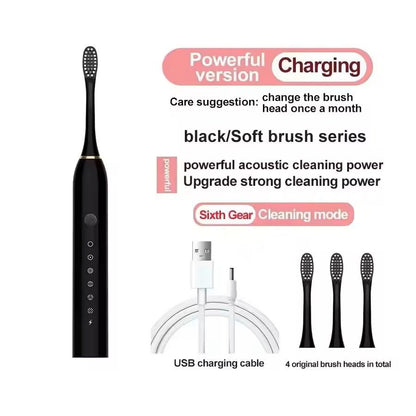Ultrasonic Smart Sonic Electric Toothbrush Set  Adult Soft Brush Travel Kit 7