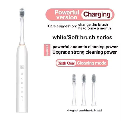 Ultrasonic Smart Sonic Electric Toothbrush Set  Adult Soft Brush Travel Kit 9