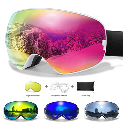 Anti Fog Ski Goggles with UV400 Protection and Night Lens