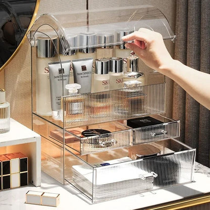 Large Drawer Acrylic Makeup Organizer With Lid  Dustproof Cosmetic  Perfume Storage Box 2