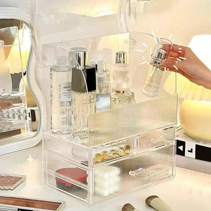 Large Drawer Acrylic Makeup Organizer With Lid  Dustproof Cosmetic  Perfume Storage Box 4