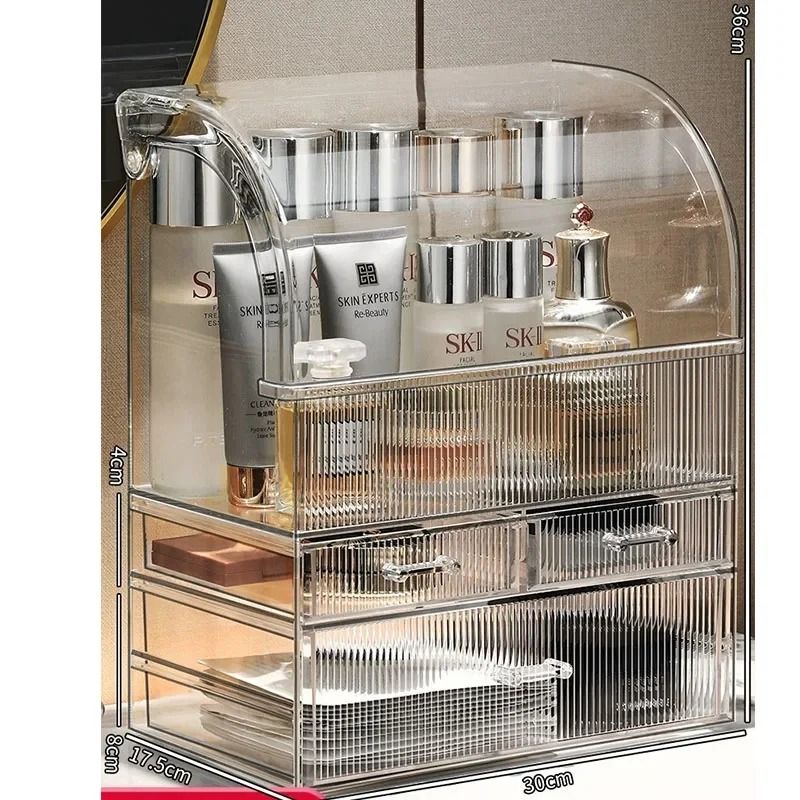Large Drawer Acrylic Makeup Organizer With Lid  Dustproof Cosmetic  Perfume Storage Box 6