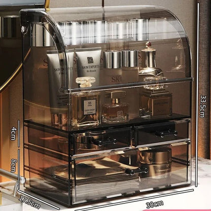 Large Drawer Acrylic Makeup Organizer With Lid  Dustproof Cosmetic  Perfume Storage Box 8