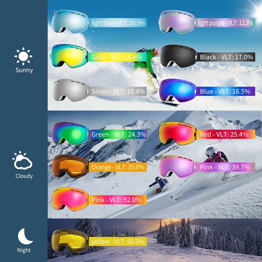Anti Fog Ski Goggles Double Layer UV400 Wide View Snowboard Mask For Men And Women 6