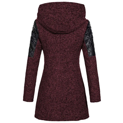 Autumn  Winter Hooded Woolen DiagonalZip Coat For Women 8