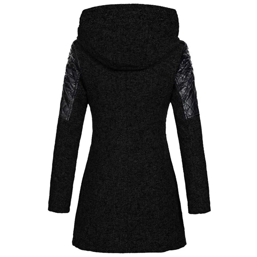 Autumn  Winter Hooded Woolen DiagonalZip Coat For Women 10