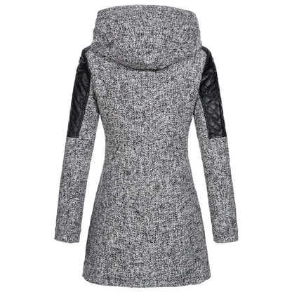 Autumn  Winter Hooded Woolen DiagonalZip Coat For Women 2