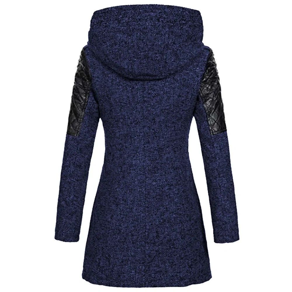 Autumn  Winter Hooded Woolen DiagonalZip Coat For Women 6