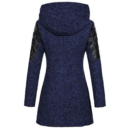 Autumn  Winter Hooded Woolen DiagonalZip Coat For Women 6