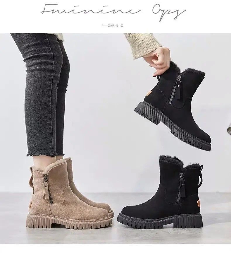 Winter Elevate Platform Snow Boots Plush MidTube Warm Velvet Women Fashion Booties 8