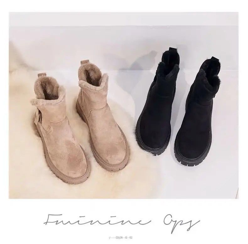 Winter Elevate Platform Snow Boots, Plush Mid-Tube Warm Velvet Women Fashion Booties