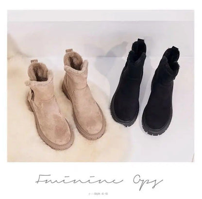Winter Elevate Platform Snow Boots, Plush Mid-Tube Warm Velvet Women Fashion Booties