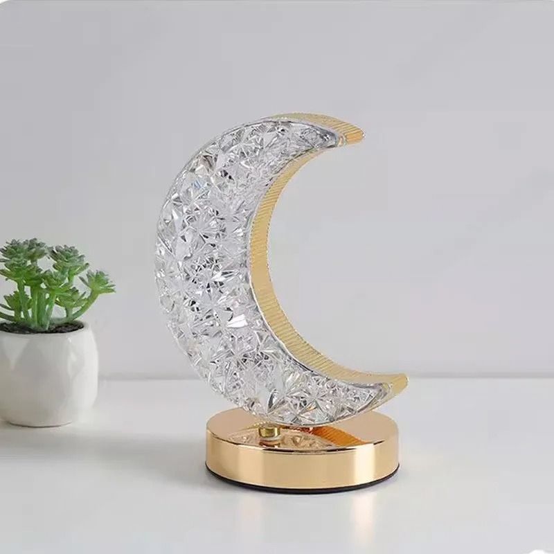Bedroom Crystal Touch Dimming Night Light USB Bedside LED Ambient Table Moon Lamp 5