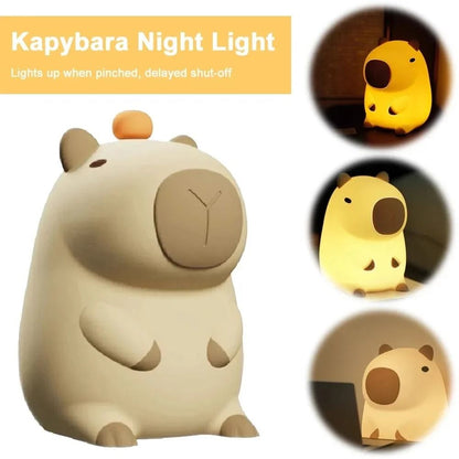 Cute Capybara Night Light Rechargeable Silicone Touch Lamp Dimmable Nursery Light For Kids 1