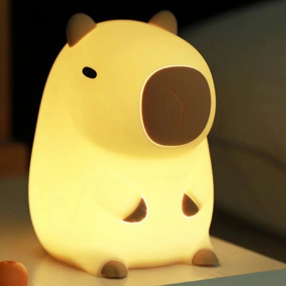 Cute Capybara Night Light Rechargeable Silicone Touch Lamp Dimmable Nursery Light For Kids 2