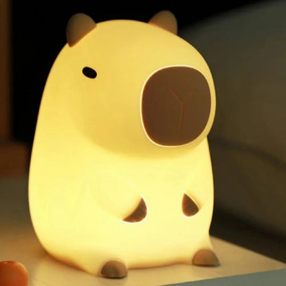 Cute Capybara Night Light Rechargeable Silicone Touch Lamp Dimmable Nursery Light For Kids 2