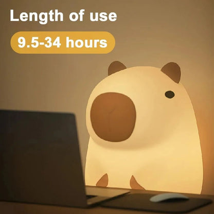 Cute Capybara Night Light Rechargeable Silicone Touch Lamp Dimmable Nursery Light For Kids 3