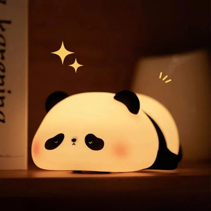 Panda Shaped LED Night Light USB Rechargeable Silicone Timer Lamp Soft Glow for Kids Bedroom and Nursery Decor