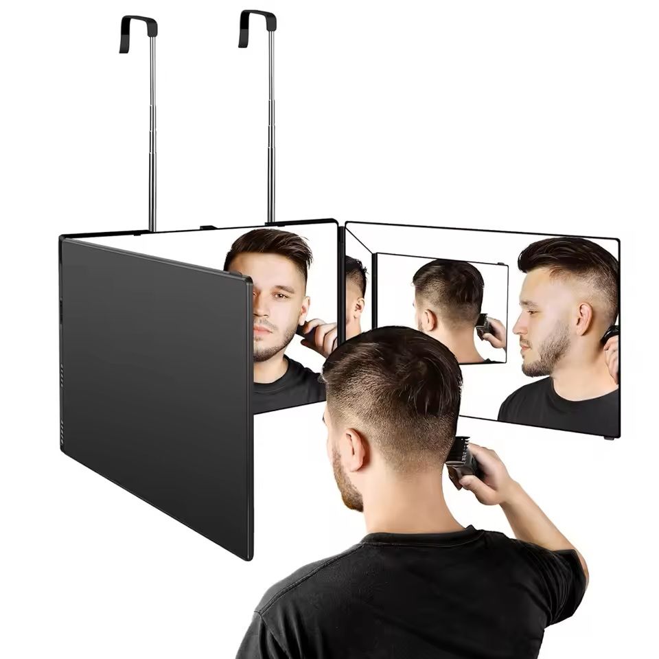 360 Travel Trifold Vanity Makeup  Hair Styling Mirror With Adjustable Telescoping Hook 2