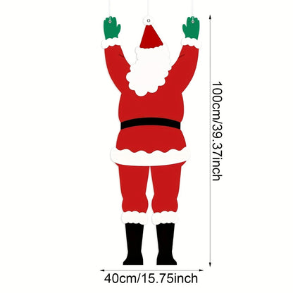 Santa Claus Climbing Wall Hanging Decoration Christmas Outdoor Ornament Polyester Holiday Decor 2