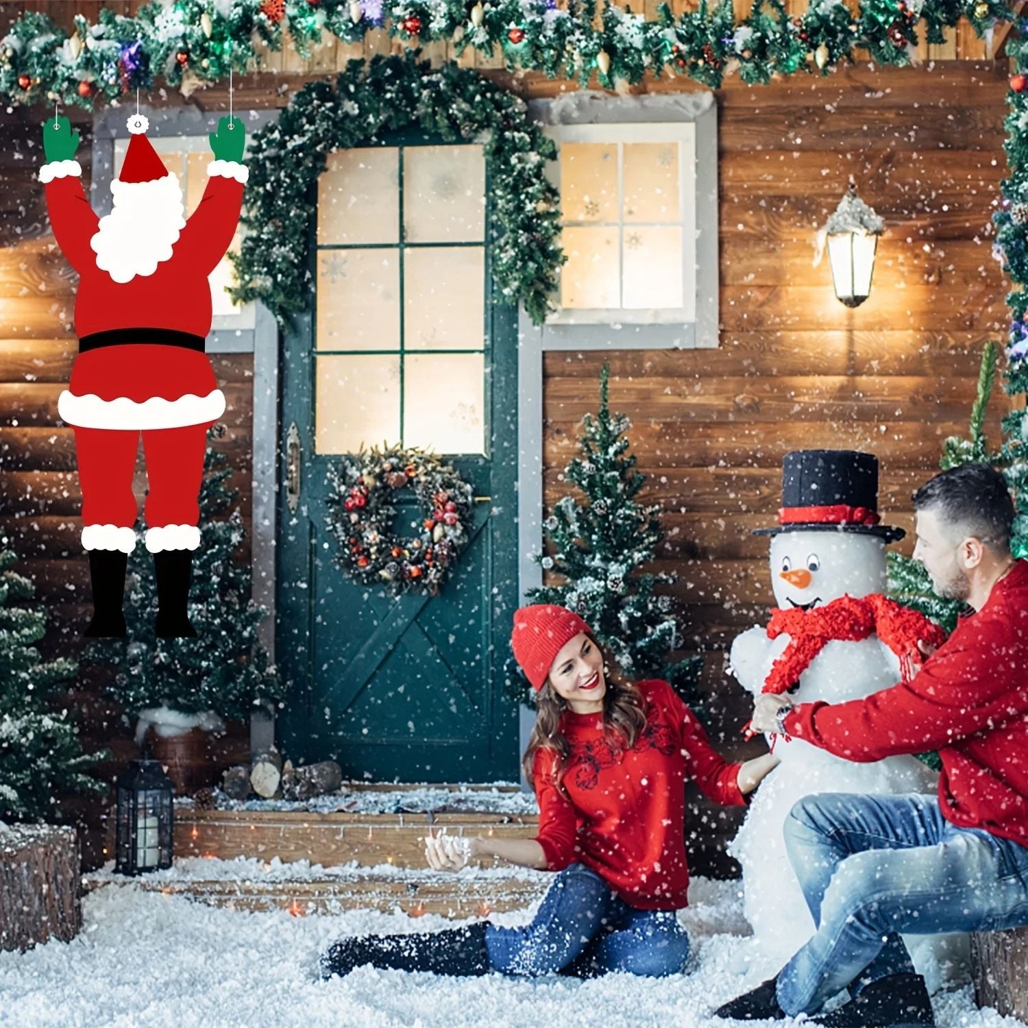 Santa Claus Climbing Wall Hanging Decoration Christmas Outdoor Ornament Polyester Holiday Decor 4