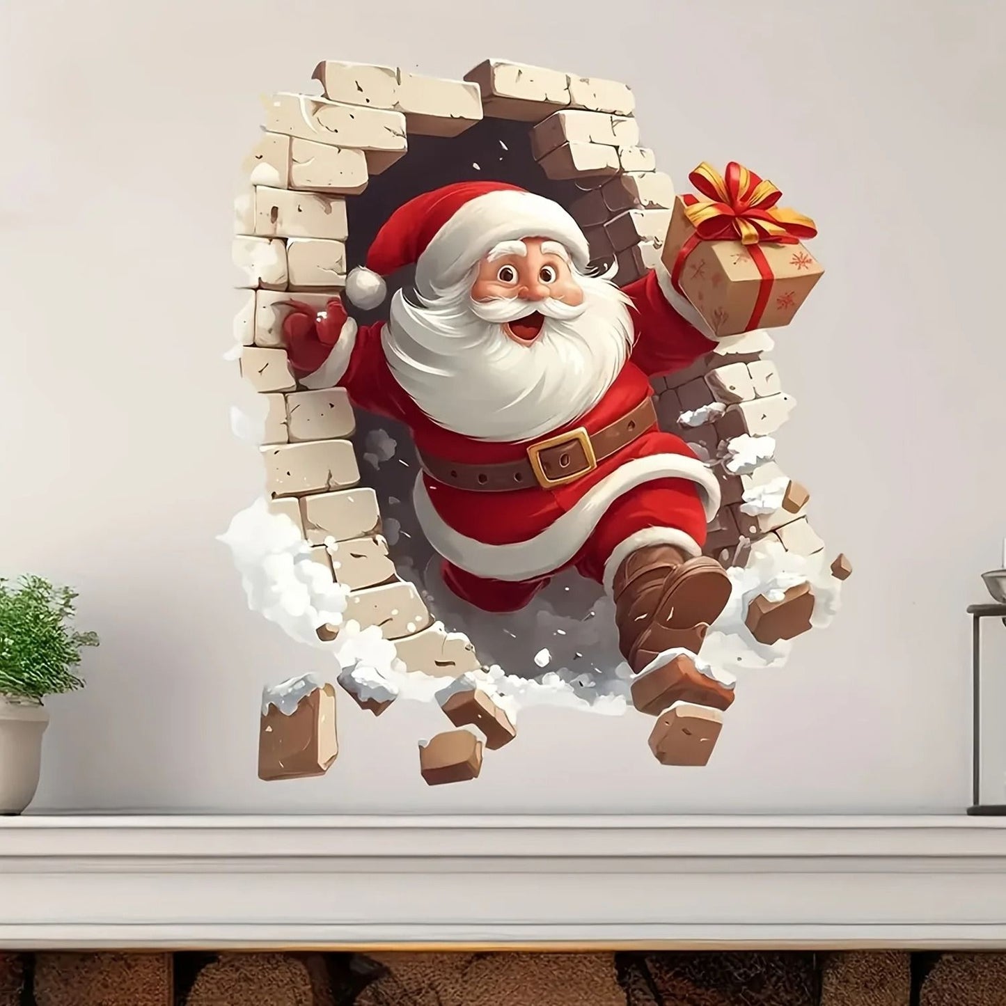 Santa Claus Wall Sticker Self Adhesive Vinyl Christmas Decoration for Living Room Bedroom and Windows