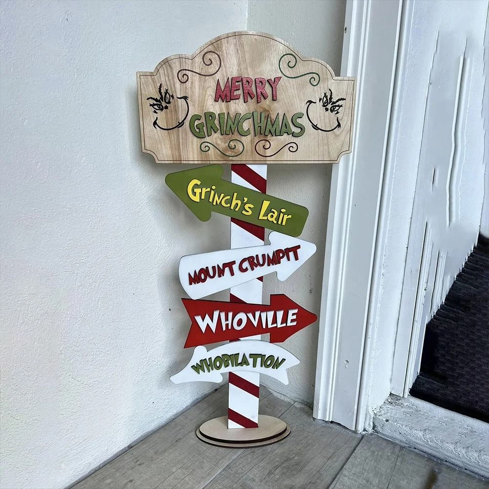 Christmas Cartoon Character Standing Block Set Holiday Tabletop Wood Decor