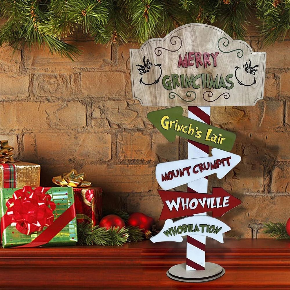 Christmas Cartoon Character Standing Block Set Holiday Tabletop Wood Decor 3