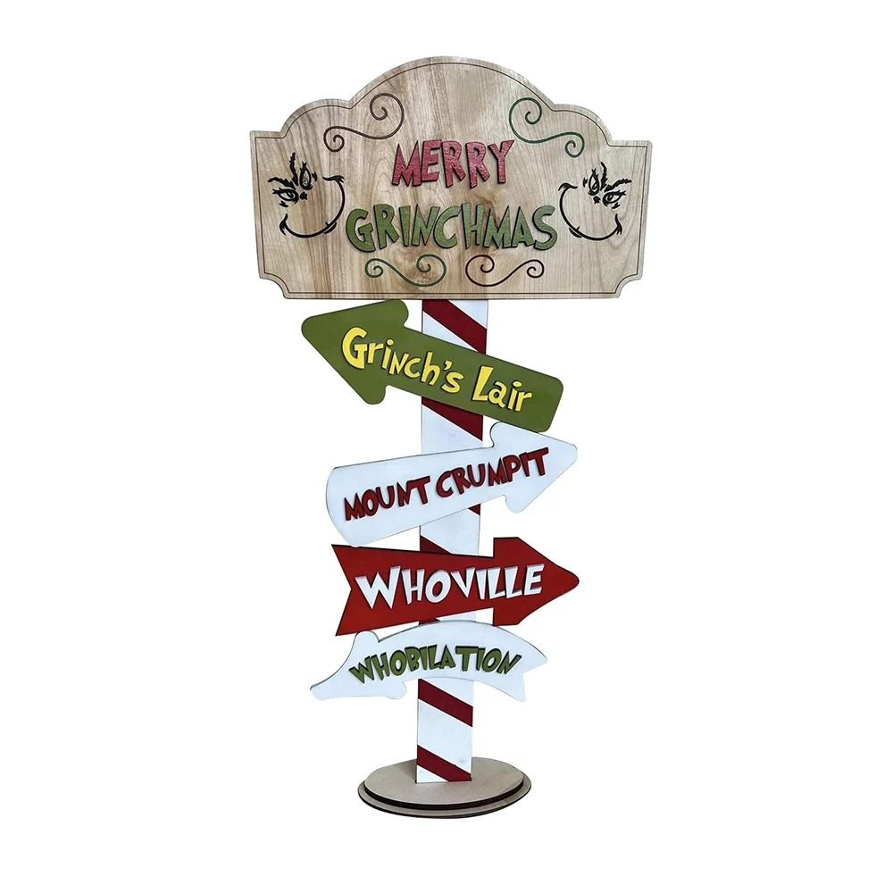Christmas Cartoon Character Standing Block Set Holiday Tabletop Wood Decor 6