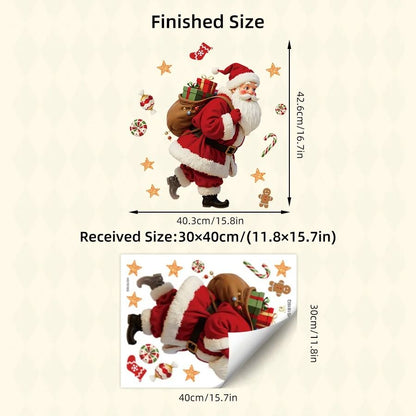 Santa Claus Candy Gifts Gingerbread Window Sticker Christmas Decoration 5