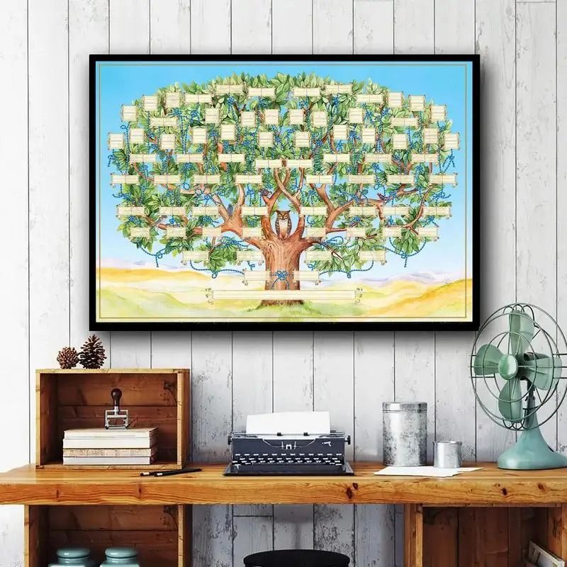 Fillable Family Tree Chart Canvas Wall Art Six Generation Hanging Decor 3