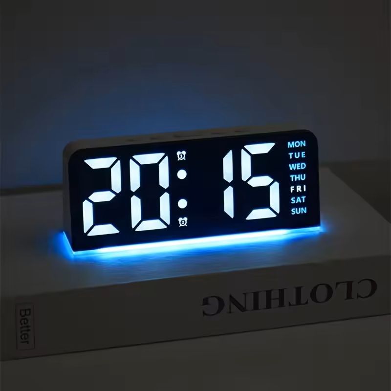 Portable Digital LED Alarm Clock with Date Display, Dual Alarms & Night Light