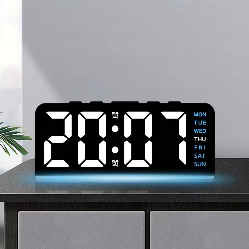 Portable Digital LED Alarm Clock With Date Display Dual Alarms  Night Light 1