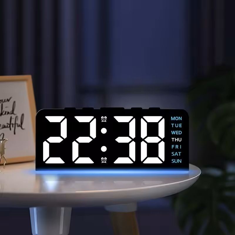 Portable Digital LED Alarm Clock With Date Display Dual Alarms  Night Light 3
