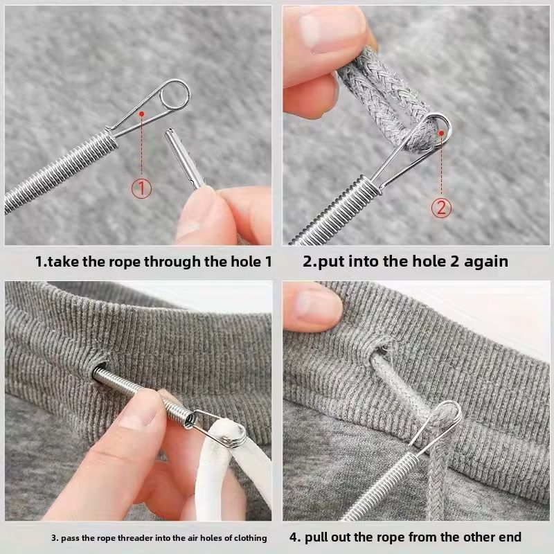 Bendable Spring Drawstring Threader Tool for Hoodies and Pants