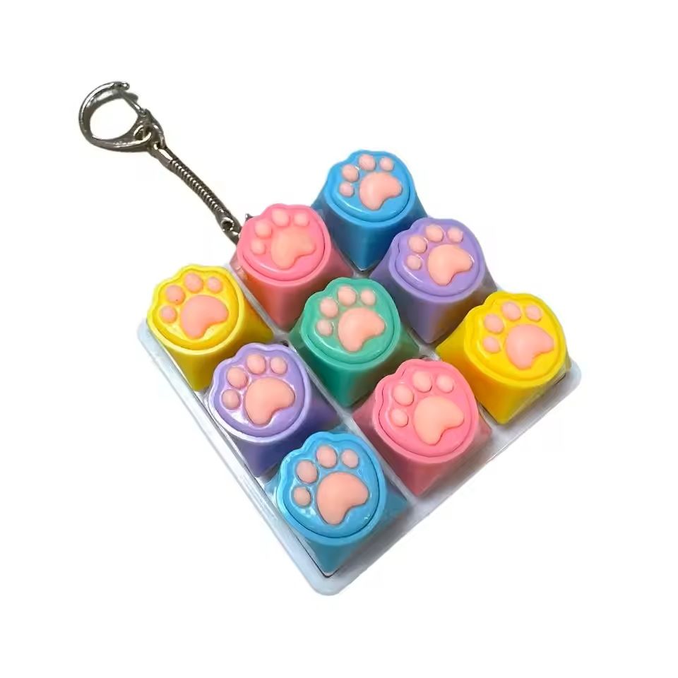 LED Crystal Keycap Keychain Fidget Toy For Stress Relief 10