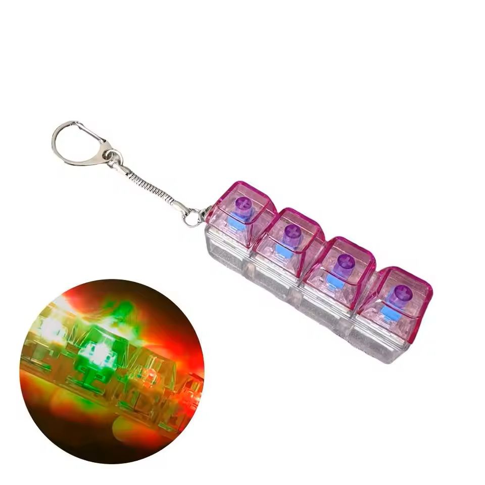 LED Crystal Keycap Keychain Fidget Toy For Stress Relief 19
