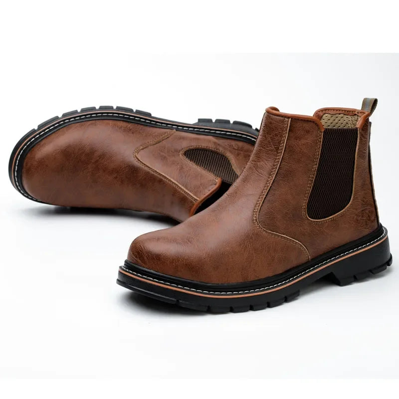 Waterproof Men Steel Toe Safety Work Boots, Indestructible Anti Smash Anti Puncture Shoes, Outdoor and Construction