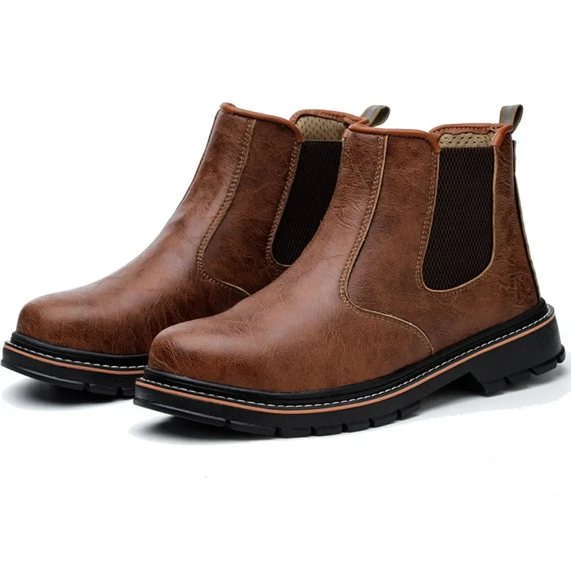 Waterproof Men Steel Toe Safety Work Boots, Indestructible Anti Smash Anti Puncture Shoes, Outdoor and Construction