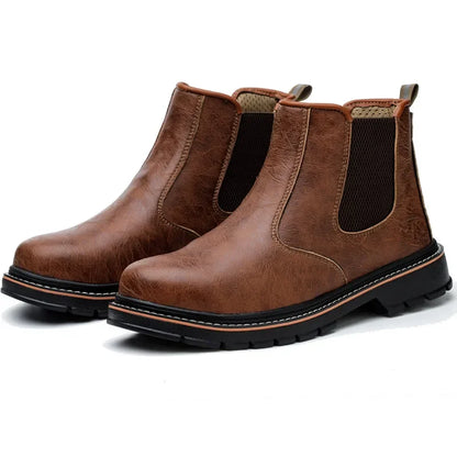 Waterproof Men Steel Toe Safety Work Boots, Indestructible Anti Smash Anti Puncture Shoes, Outdoor and Construction