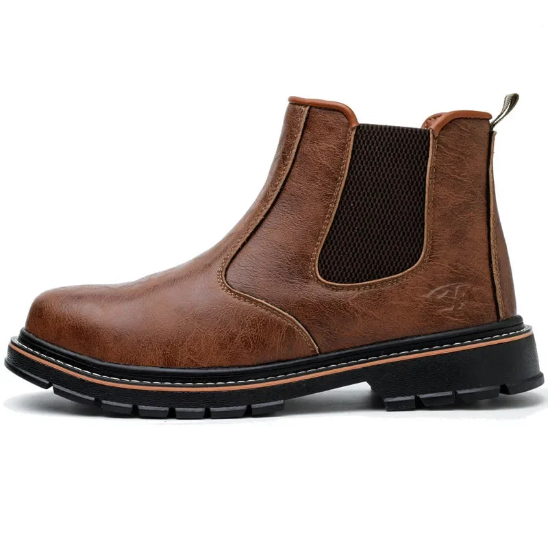 Waterproof Men Steel Toe Safety Work Boots, Indestructible Anti Smash Anti Puncture Shoes, Outdoor and Construction