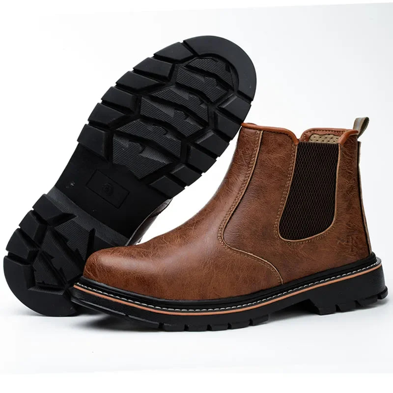 Waterproof Men Steel Toe Safety Work Boots, Indestructible Anti Smash Anti Puncture Shoes, Outdoor and Construction