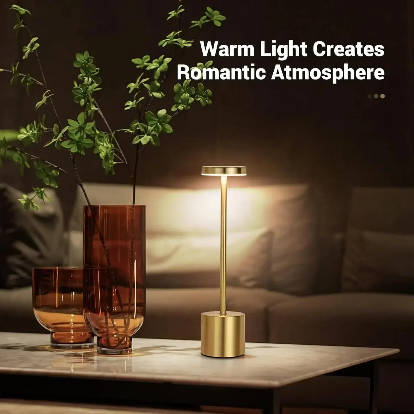 Table Lamp, USB Rechargeable Night Light, Stepless Dimming Touch Desk Lamp