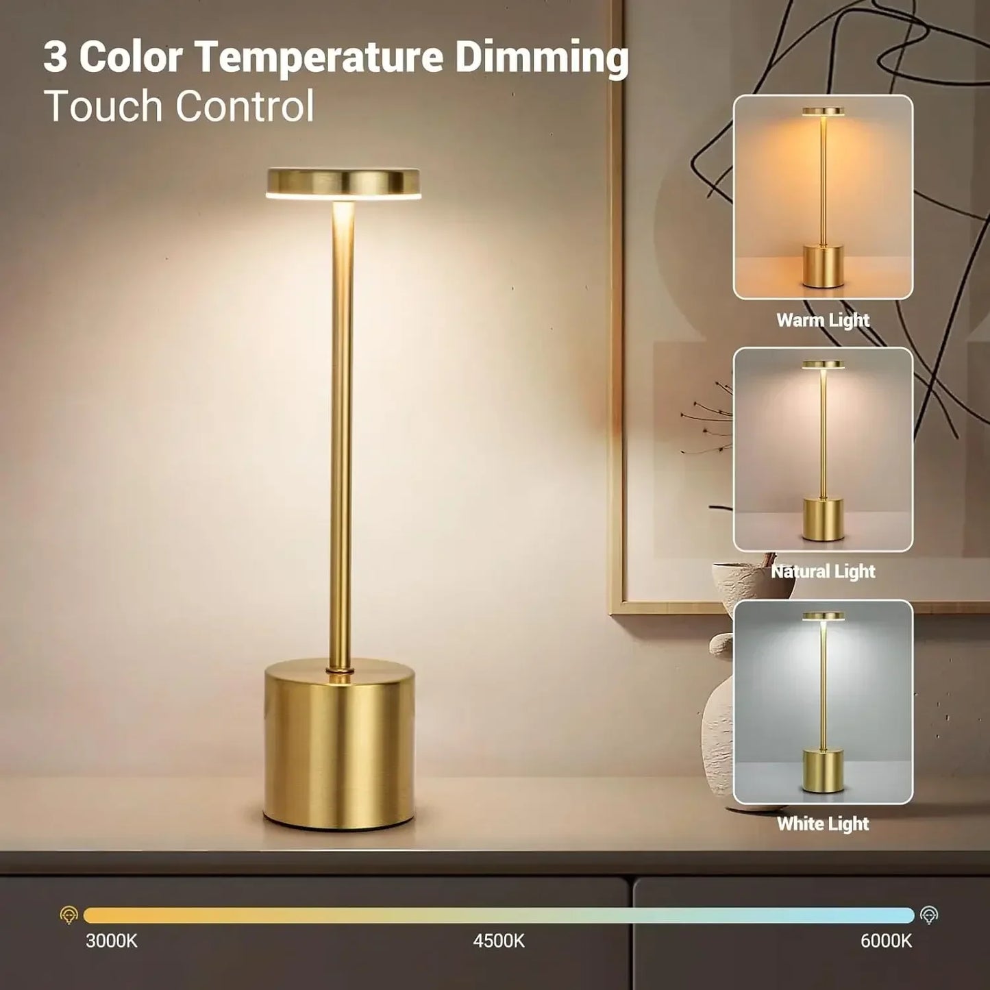 Table Lamp USB Rechargeable Night Light Stepless Dimming Touch Desk Lamp 2