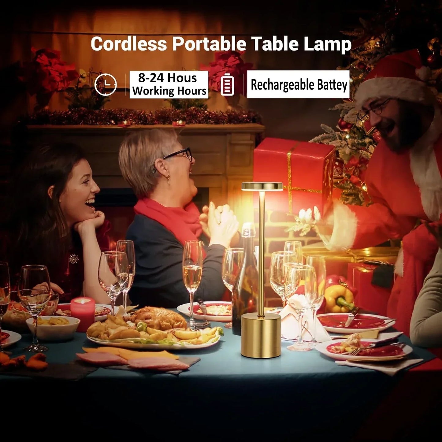 Table Lamp USB Rechargeable Night Light Stepless Dimming Touch Desk Lamp 3