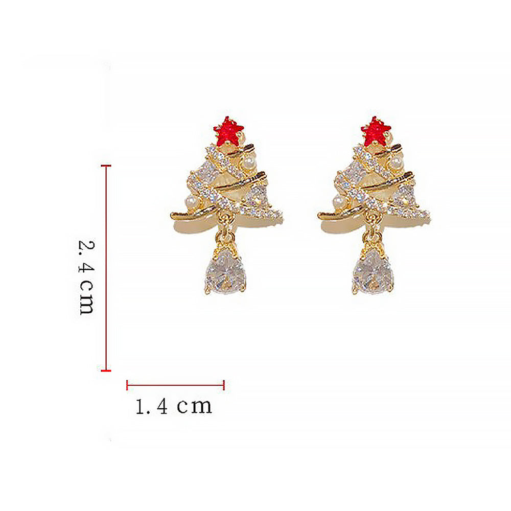 Exquisite Shiny Zircon Ear Studs, Hot Christmas Tree Star Earrings, Fashion Jewelry Gifts Wholesle, Elegant Light Luxury