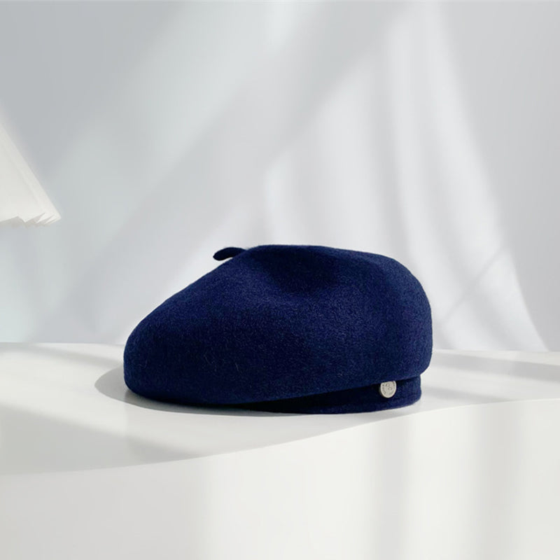 Felt Autumn Solid Colors Warm Winter, Women French Art Retro Wool, Beret Cap Beanie Hat For Female